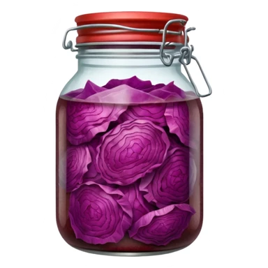 jar of red fermented cabbage, visible texture. sticker