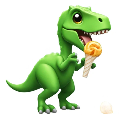 Green chibi dino eating a tootsie pop sticker