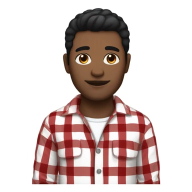 Man with black hair and brown eyes wearing red and black buffalo plaid pjs. White skin. sticker