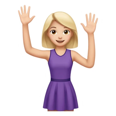A girl in a jersey dress, waving both arms in pure joy. sticker