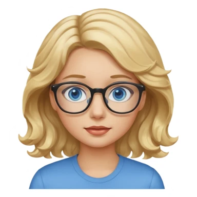 Wavy Blonde hair girl with blue eyes and glasses sticker