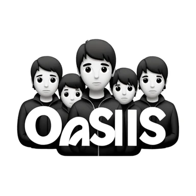 the original Oasis band logo, bold sans-serif lowercase letters, black and white, white background sticker