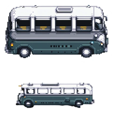 vintage greyhound coach bus from 1950s, pixel art style sticker