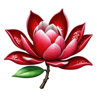 Red sequined magnolia  sticker