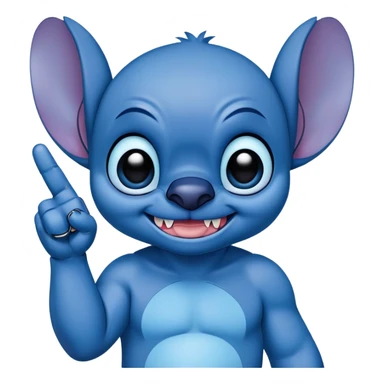 Stitch holding up a middle finger sticker