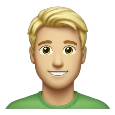Handsome man smiling with freckles and green eyes. Short blond raid hair. sticker