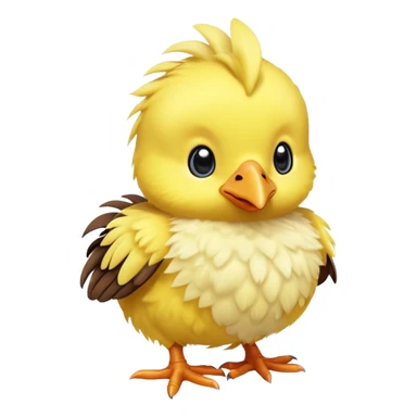Baby chocobo from Final Fantasy, cute tiny yellow bird chick with fluffy feathers sticker
