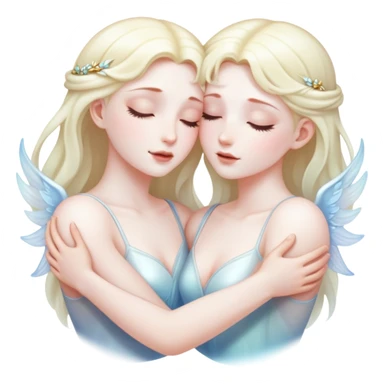two ethereal souls embracing each other sticker