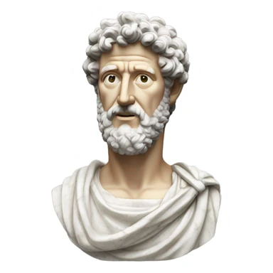 marble sculpted marcus aurelius bust looking into the camera with a slight smile sticker