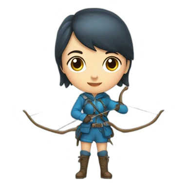 a girl hunter with a bow, blue sticker
