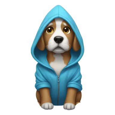 dog wearing a hoodie in the snow sticker