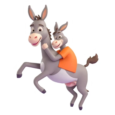 donkey mid-kick, expressive and fun sticker