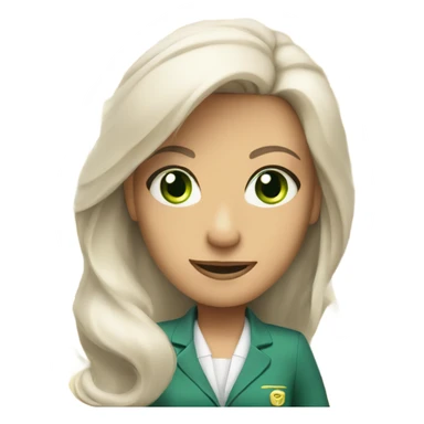 Flight attendant with long white hair with green eyes sticker