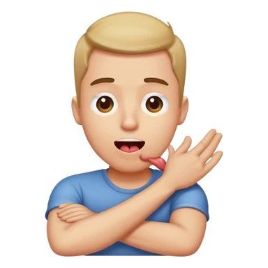 Personen with arms crossed holding his neck sticking his tounge out sticker