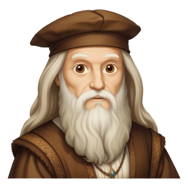 Leonardo da Vinci with long beard and Renaissance clothing sticker
