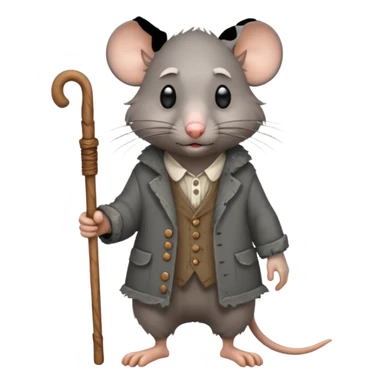 Old rat walking with old clothes and a cane  sticker