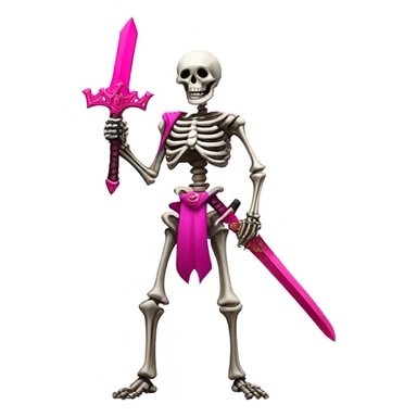 Skeleton holding a pink powerful sword  sticker