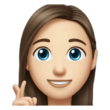 Happy and Cute brunette couple long hair, both have blue-eyed  sticker