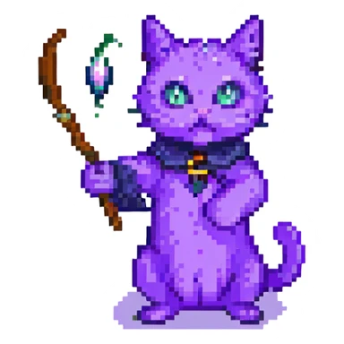 purple cat casting a spell sticker