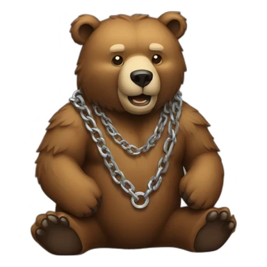 bear wearing a chain 3/4 view sticker