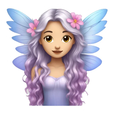 Beautiful, flower, fairy, pink, blue, silver, purple, long hair, big wings sticker