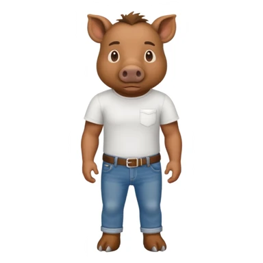 CINGHIALE CON MAGLIETTA BIANCA E JEANS sticker