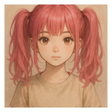 A girl with pink hair tied on both sides sticker