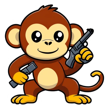 Monkey with gun sticker
