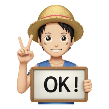 niji from one piece holding ok sign board sticker