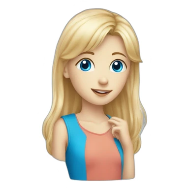 Kiss of two people, blond hair girl with blue eyes and blond hair boy with blue eyes  sticker