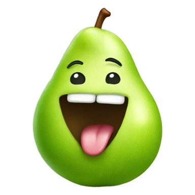 Green Cute pear with tongue sticker