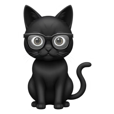 black cat full body wearing white glasses with square modern frames sticker