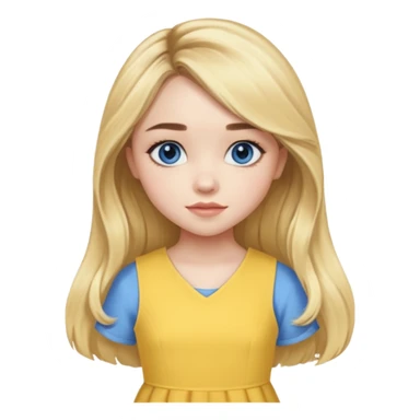 Sabrina Carpenter blue eyes, long blonde hair, yellow a-line dress sticker