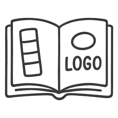 Brand Guidelines Book / Open Book with Swatches and Logo sticker