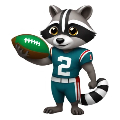 A raccoon holding a football and trophy sticker