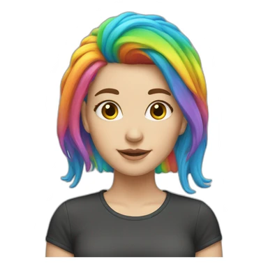 White Girl with rainbow hair sticker