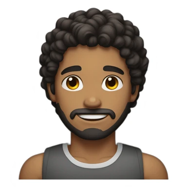 brown young man with curly black hair and beard strong arms sticker