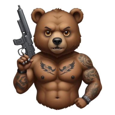 bear with tattoos and guns  sticker