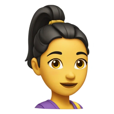 Yellow girl with black circle on her cheek and ponytail hairstyle  sticker