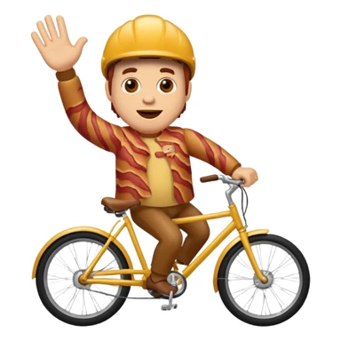 Bacon riding a bike waving sticker