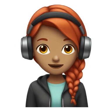 Red head girl with headphones  sticker