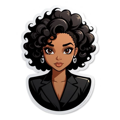 Girl boss black,curly hair black and sexy  sticker