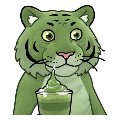 Tiger with iced matcha  sticker