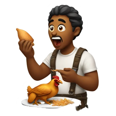 dakr man eating chicken  sticker