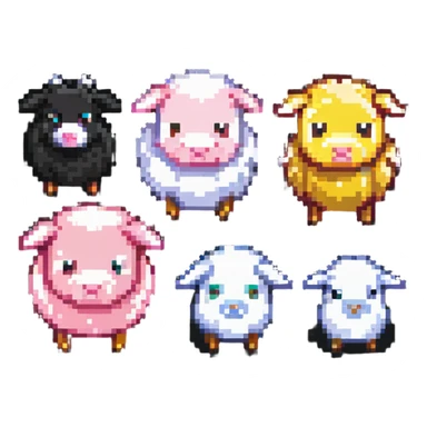 Minecraft style sheep, blocky pig friend, and blocky chicken friend together sticker