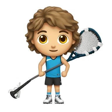 BOY HOLDING LACROSSE STICK WITH LONG BROWN HAIR SHAVED ON SIDE sticker