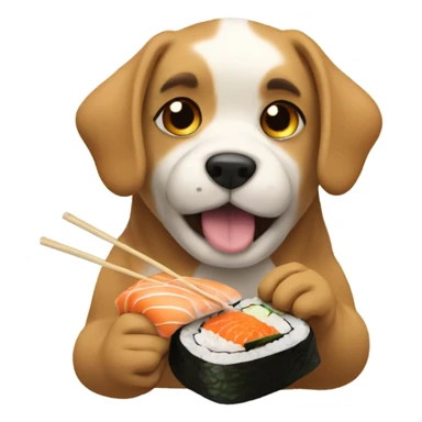 Dog eating sushi aesthetic sticker