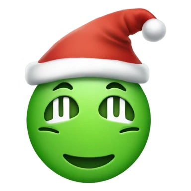 Green smiley face with Santa hat sticker