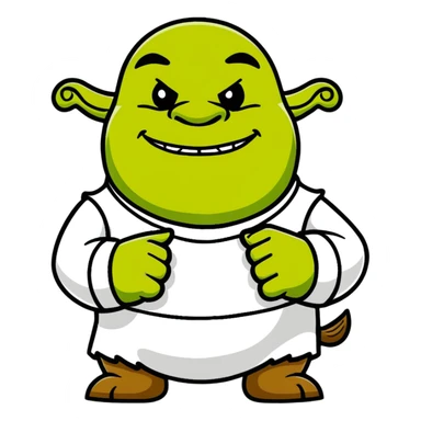 Shrek as a baddie with bold outlines sticker