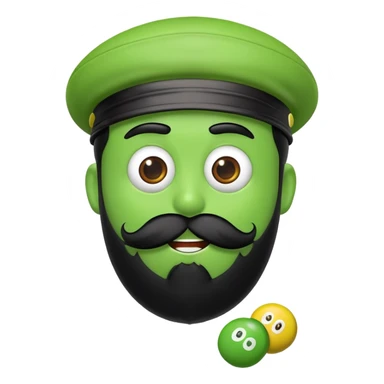 green m&m's with a black beard sticker